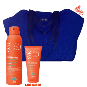 SVR SUN SECURE BRUME SPF50+ 200ML+SUN SECURE BLUR SANS PARFUM SPF50+ 50ML+SAC DE PLAGE EN BLEU (OFFERT) pharmashop