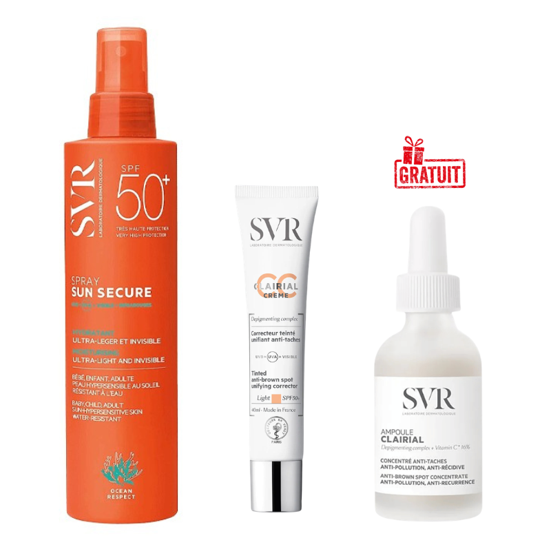 SVR CLAIRIAL CC CREME LIGHT SPF50 40ML+SPRAY HYDRATANT SPF50+ 200ML+CLAIRIAL AMPOULE CONCENTRE ANTI TACHES 30ML (OFFERT)