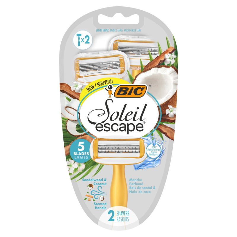 BIC RASOIR SOLEIL ESCAPE 5 LAMES SANDALWOOD COCONUT 2 PIECES  PHATMASHOP