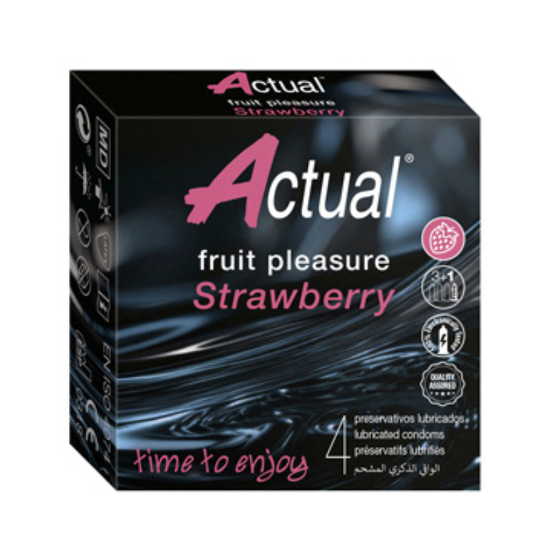 ACTUAL PRESERVATIF STRAWBERRY BOITE DE 4 PHARMASHOP