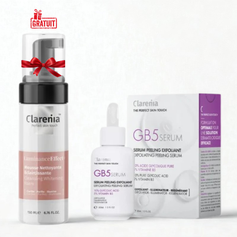 CLARENIA GB5 SERUM PEELING EXFOLIANT 30ML+LUMINANCE EFFECT MOUSSE NETTOYANTE ECLAIRCISSANTE 150ML (OFFERT) PHARMASHOP