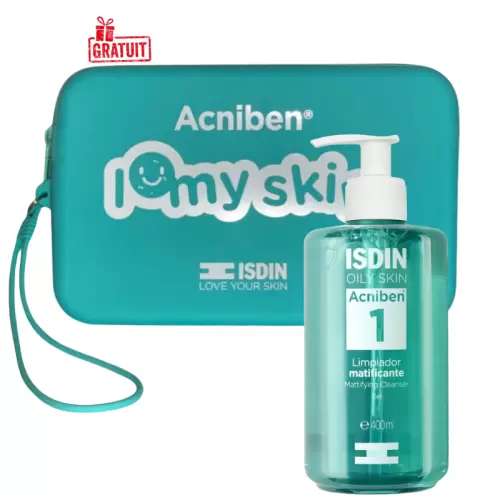ISDIN ACNIBEN GEL NETTOYANT MATIFIANT 400ML+TROUSSE ACNIBEN (OFFERT)