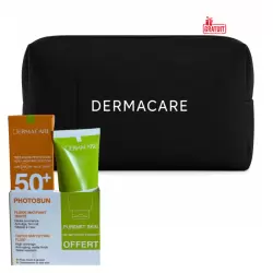 DERMACARE PHOTOSUN 01 FLUIDE MATIFIANT TEINTE PEAUX MIXTES A GRASSES SPF 50+ 50ML+TROUSSE NOIR (OFFERT) pharmashop