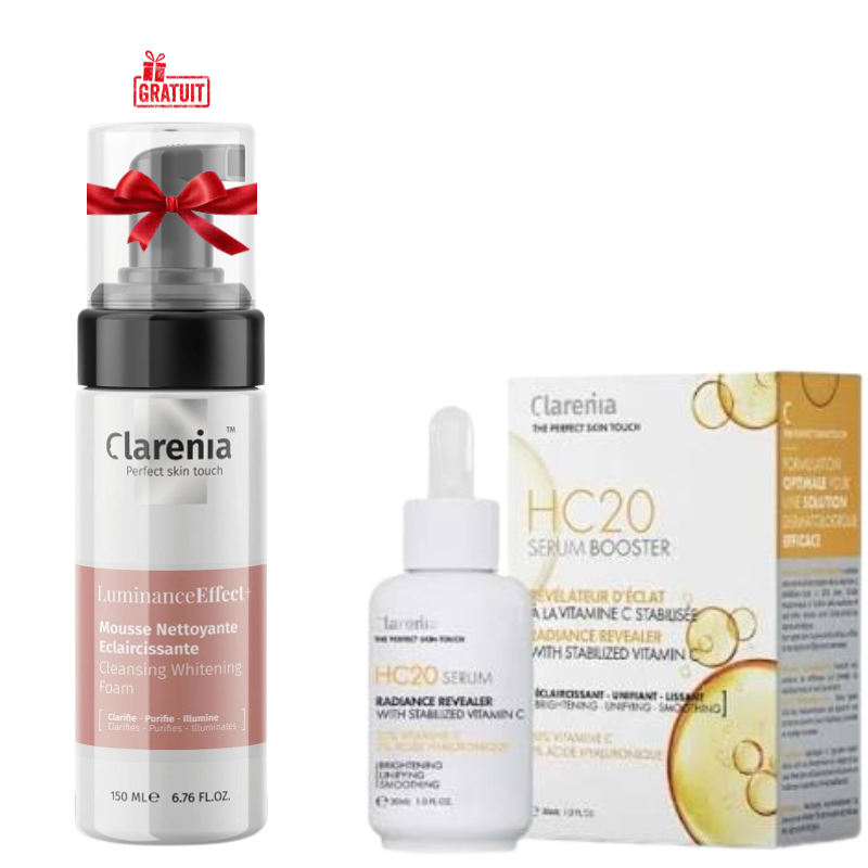 CLARENIA HC 20 SERUM BOOSTER 30ML+LUMINANCE EFFECT MOUSSE NETTOYANTE ECLAIRCISSANTE 150ML (OFFERT) pharmashop