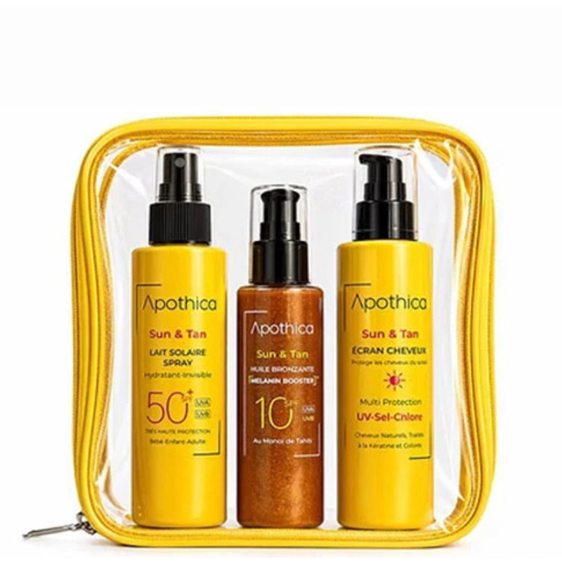 APOTHICA ECRAN CHEVEUX 150ML+ LAIT SOLAIRE SPRAY 150ML+ HUILE BRONZANTE SPF10 150ML (OFFERT)