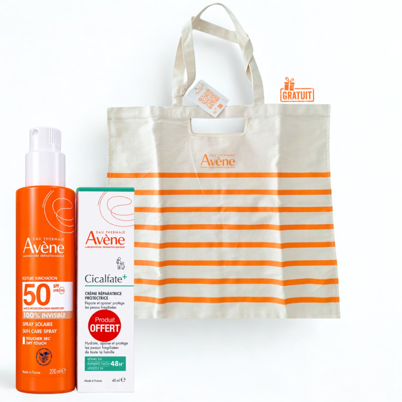 AVENE SOLAIRE SPRAY ADULTE SPF50+ 200ML+CICALFATE CREME REPARATRICE PROTECTRICE 40ML(OFFERT)+SAC DE PLAGE (OFFERT) PHARMASHOP