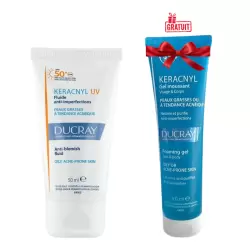 DUCRAY KERACNYL UV FLUIDE ANTI IMPERFECTIONS PEAUX GRASSES A TENDANCE ACNEIQUE SPF50 50ML+KERACNYL GEL MOUSSANT 100ML (OFFERT)