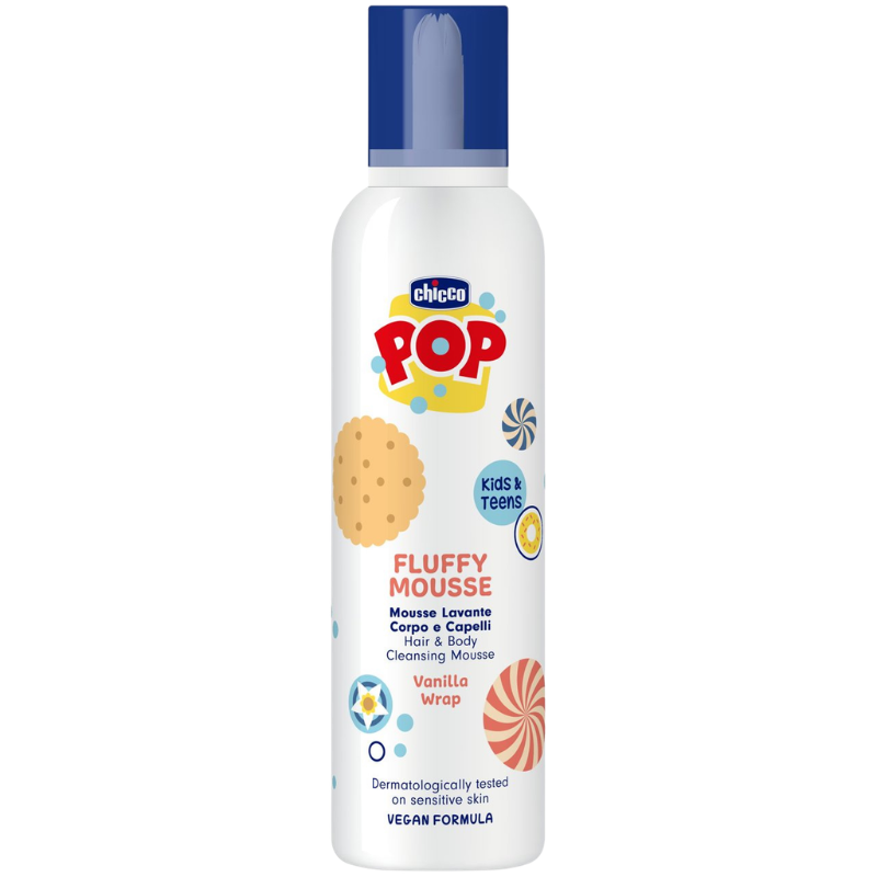 CHICCO KIDS & TEENS POP Mousse FLUFFY corps et cheveux VANILLA WRAP 200ML PHARMASHOP