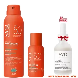 SVR SUN SECURE BRUME SPF50+ 200ML+AQUA FLUIDE SPF 50+ 50ML+CLAIRIAL AMPOULE 30ML (OFFERT) PHARMASHOP