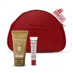 PHYTEAL DPIGMA ECRAN TEINTE+CICAMAX BAUME A LEVRES 15ML +TROUSSE DE MAQUILLAGE(OFFERT)