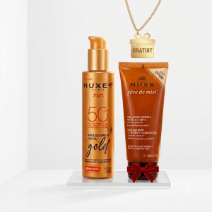 NUXE SUN HUILE SOLAIRE OR SPF50 GOLD 150ML + REVE DE MIEL GEL LAVANT SURGRAS VISAGE ET CORPS 100ML (OFFERT) PHARMASHOP
