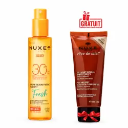 NUXE SUN BRUME SOLAIRE FRAICHE SPF30 150ML + REVE DE MIEL GEL LAVANT SURGRAS VISAGE ET CORPS 100ML (OFFERT)