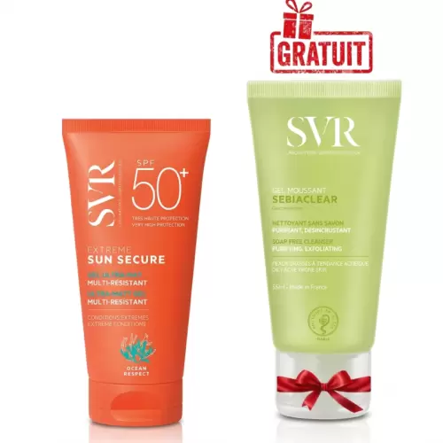 SVR SUN SECURE EXTREME SPF50+ 50ML + SEBIACLEAR GEL MOUSSANT (OFFERT)
