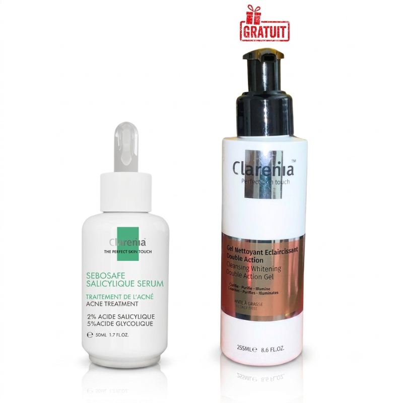 CLARENIA SEBOSAFE SALICYLIQUE SERUM 30ML + GEL NETTOYANT ECLAIRCISSANT DOUBLE ACTION PMG 100ML(OFFERT) PHARMASHOP