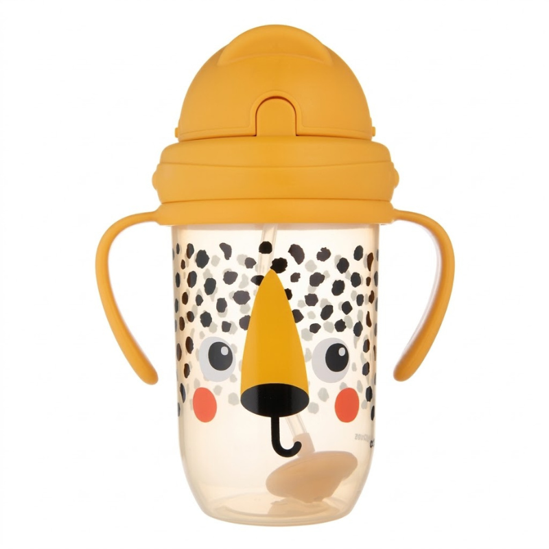 CANPOL BABIES GOBELET ANTI-FUITES AVEC PAILLE LESTEE MOTIF GUEPARD 270ML