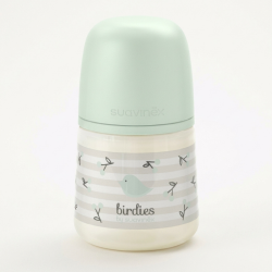 SUAVINEX BIBERON A DEBIT LENT BIRDIES VERT 150 ML PHARMASHOP