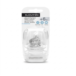 SUAVINEX 2 TETINES M PHYSIOLOGIQUE SILICONE 6 M+