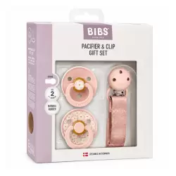 BIBS COFFRET CADEAU SUCETTE & ATTACHE-SUCETTE JASMINE FIELD LATEX BLUSH 6M+