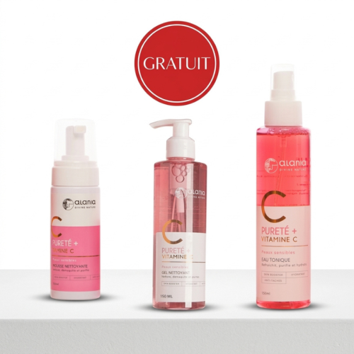 ALANIA PURETE + VITAMINE C EAU TONIQUE 150ML + VITAMINE C MOUSSE NETTOYANTE 150ML + VITAMINE C GEL NETTOYANT 150ML (OFFERT)