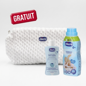 CHICCO NATURAL SENSATION GEL DOUCHE 0M+ 200ML+ASSOUPLISSANT VETEMENTS BEBE 750ML+TROUSSE BLANC (OFFERT) PHARMASHOP