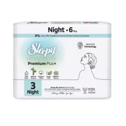 SLEEPY NATURAL SERVIETTE HYGIENIQUE BIO COTTON ORGANIQUE NIGHT 6PCS
              data-full-size-image-url=