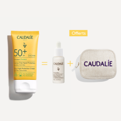 CAUDALIE VINOSUN PROTECT CREME TRES HAUTE PROTECTION SPF50+ 50ML+VINOPERFECT SERUM ECLAT 10ML (OFFERT)+TROUSSE OFFERTE