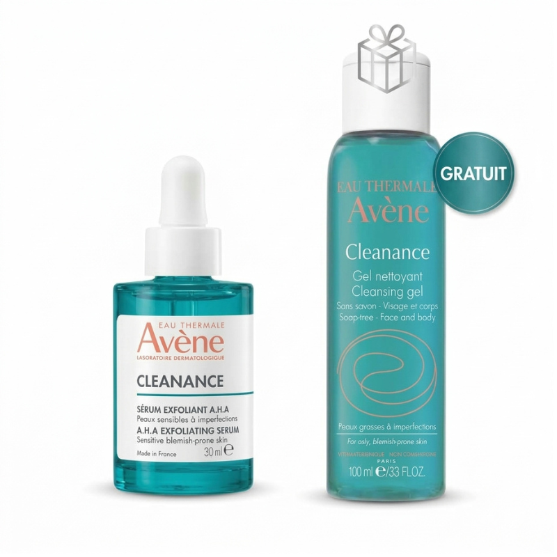 AVENE CLEANANCE SERUM EXFOLIANT AHA 30ML +  GEL NETTOYANT 100ML OFFERT PHARMASHOP
