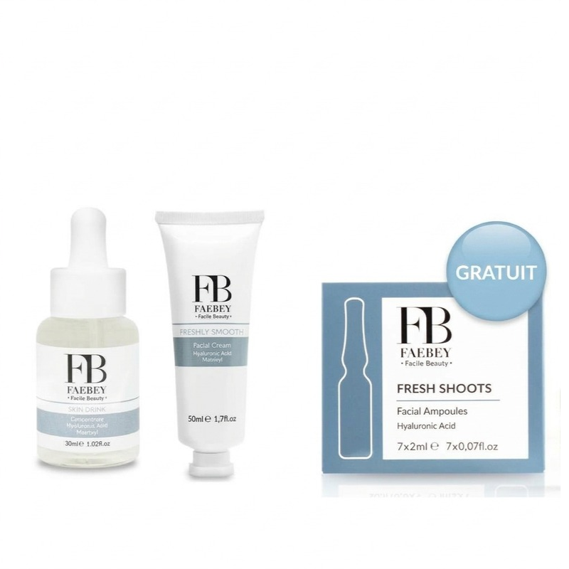 FAEBEY SKIN DRINK SERUM 30ML+FRESHLY SMOOTH CREME VISAGE FRAICHE ET LISSE 50ML+FRESH SHOOTS AMPOULES POUR VISAGE 7X2 ML OFFERT