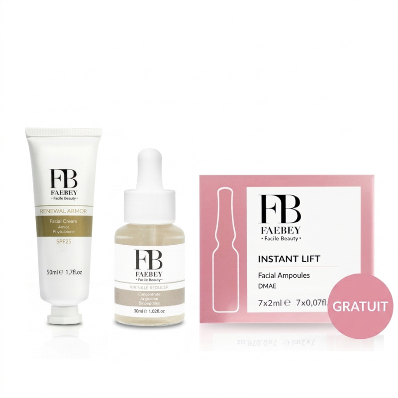 FAEBEY RENEWAL ARMOR SPF25 50ML+WRINKLE REDUCER CONCENTRE ANTI RIDES 30ML+INSTANT LIFT AMPOULES POUR LE VISAGE 7X2ML OFFERT