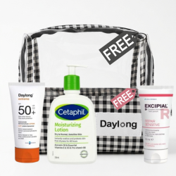 DAYLONG COFFRET EXTREME LAIT SOLAIRE 50ML+CETAPHIL LOTION HYDRATANTE 473ML+EXCIPIAL REPAIR SENSITIVE 50ML OFFERT+TROUSSE OFFERTE
