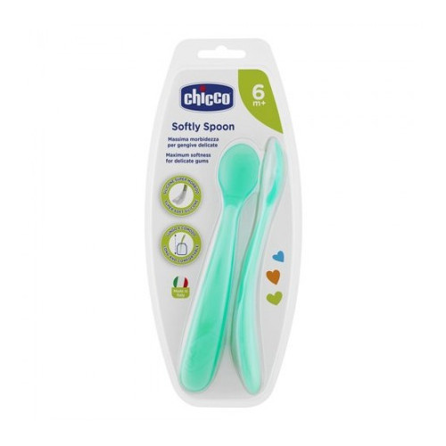 CHICCO CUILLERE SILICONE, 6M+, VERT
