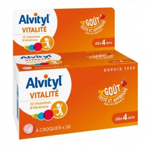 ALVITYL VITALITE A CROQUER GOUT FRAISE 30 COMPRIMES pharmashop